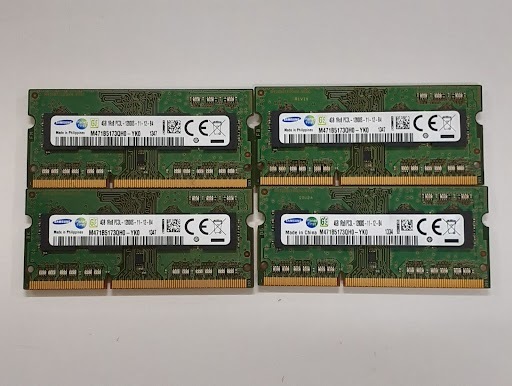L0426-07 PCメモリ4枚セット SAMSUNG PC3L-12800S (DDR3L-1600) M471B5173QH0-YK0 各4GB 計16GBの画像1