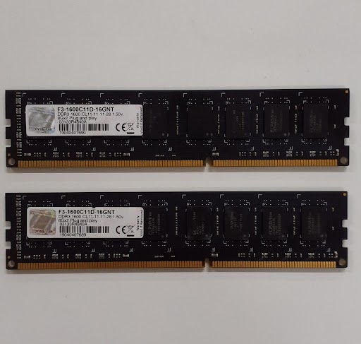 L0422-03 PCメモリ2枚セット G.SKILL PC3-12800（DDR3-1600） F3-1600C11D-16GNT 各8GB 計16GBの画像1