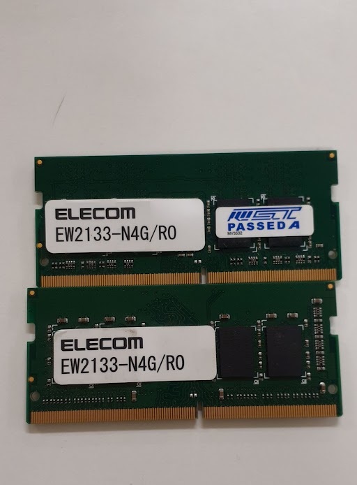 L0427-06 PCメモリ2枚セット ELECOM PC4-17000(DDR4-2133) EW2133-N4G/RO×2 各4GB 計8GBの画像1