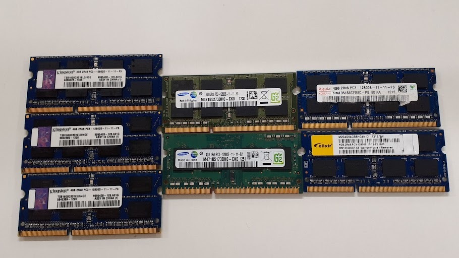 L0419-02 PC memory 7 pieces set Kingston(3 sheets ) SUMSUNG (2 sheets )hinix Celixir PC3-12800S(DDR3-1600) each 4GB×7 total 28GB