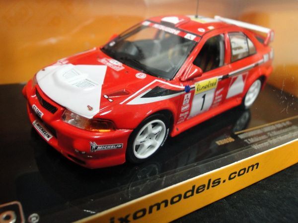 【美品】ixo/イクソ 1/43 ミニカー MITSUBISHI LANCER EVO VI ＃1/ランサー・エボリューション6 Winner Rally Monte-Carlo 1999 KBI036/60_画像3