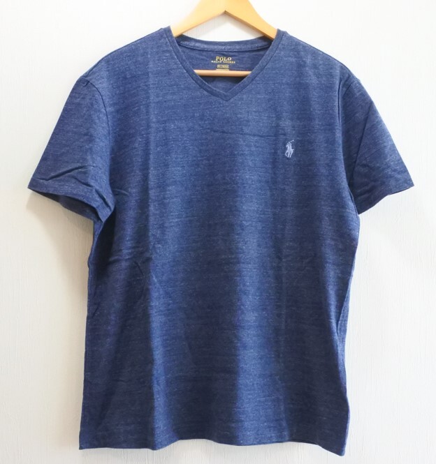 POLO RALPH LAUREN ポロ ラルフローレン Tシャツ 半袖 Vネック Mサイズ ブルー fkdyu a201h0422の画像1