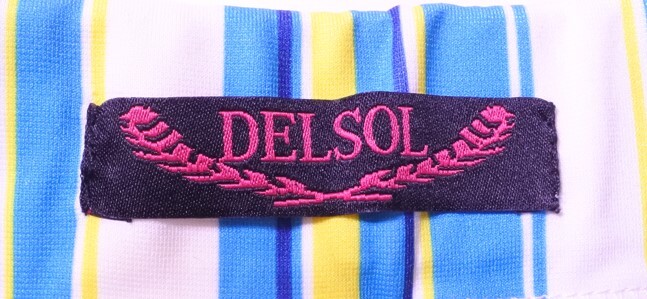 DERSOL デルソル ゴルフウェア スカート ストライプ ブルー系 Lサイズ ストレッチ ロゴ刺しゅう ymdnrk a201h0325の画像6