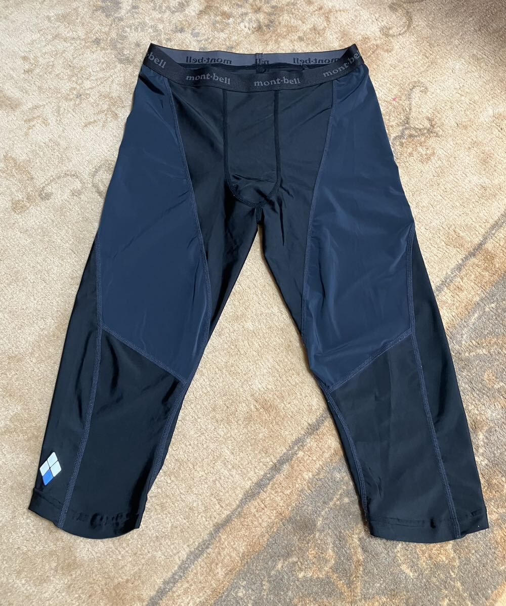 モンベル mont-bell コンプレッション ハーフタイツトレール ランニングショーツ パンツ Men's Mサイズ ブラック×ブルーの画像1