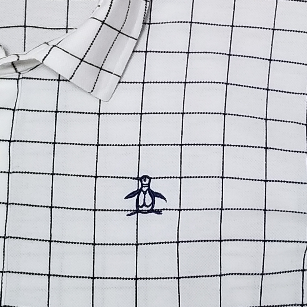 【デサント製/美品】◎ Munsingwear マンシングウェア/ 長袖 ワンポイント刺繍ロゴ チェックポロシャツ SIZE： M ホワイトの画像5
