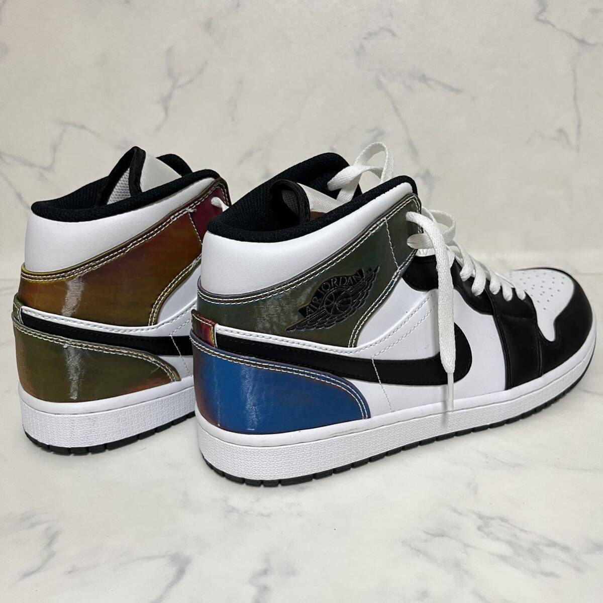 ★送料無料★【極美品】29cm NIKE AIR JORDAN 1 MID SE ナイキ エアジョーダン1 ミッド ヒート センシティブ パネルズ ブラック ホワイト