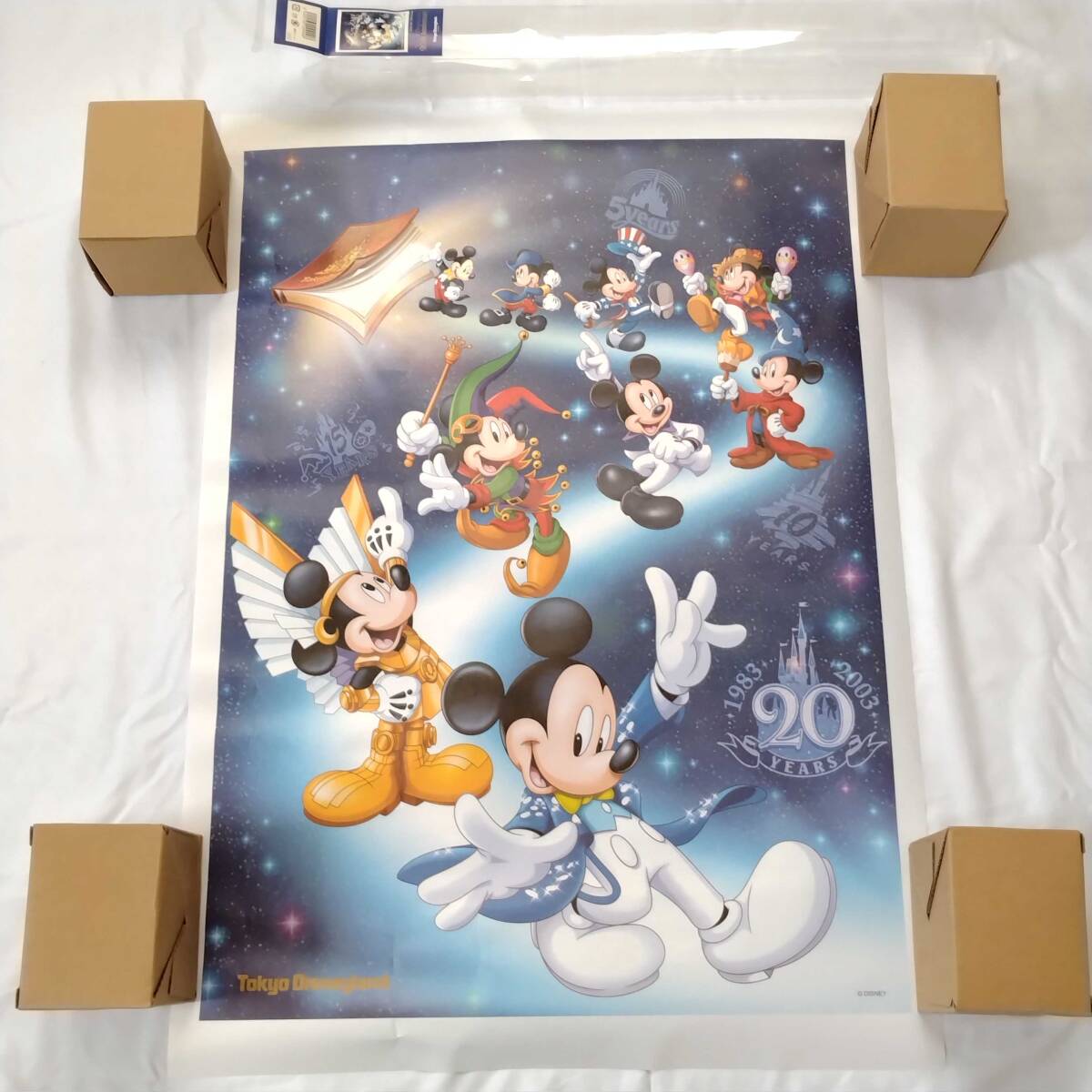 ★未使用 2003年 ディズニーランド 20周年記念 ミッキーマウス B2 ポスター TDR 20th Anniversary グッズ レトロ_画像1