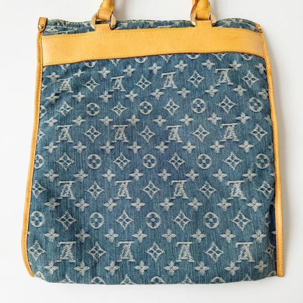 ◆ ルイ ヴィトン LOUIS VUITTON モノグラム デニム フラット ショッパー トートバッグ M95018 ハンドバッグ ブルー レディース メンズ_画像3