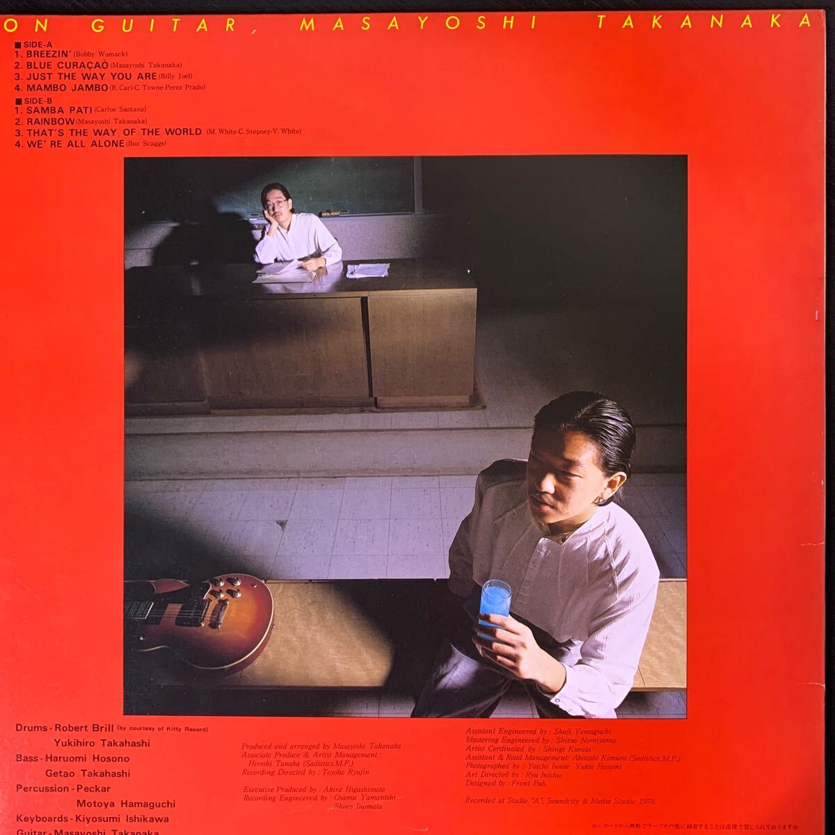 【豪華メンツ・カバー集】高中正義 ON Guitar Masayoshi Takanaka VIH6033 Vinyl 和もの JAZZ CITYPOP Funk Soul Pop インサート付の画像2