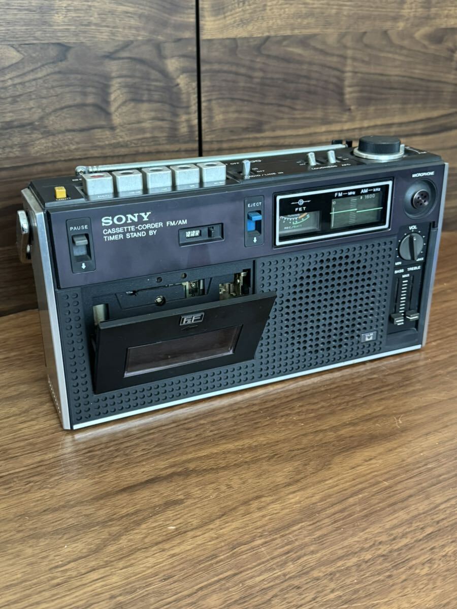 [ Junk ]SONY radio-cassette CF-1900 Sony cassette recorder Showa Retro 