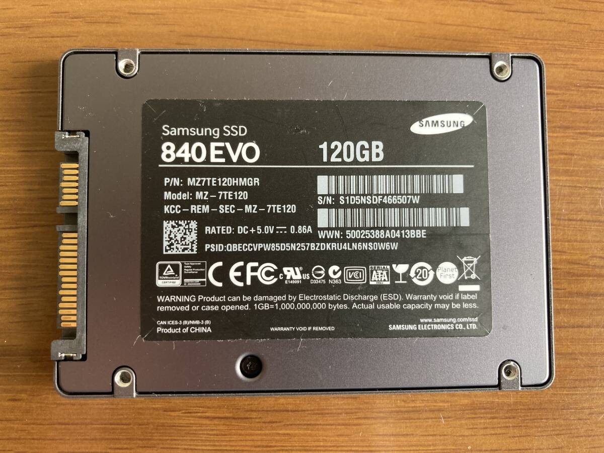 SAMSUNG SSD 840EVO 2.5インチ 120GB 中古品の画像3