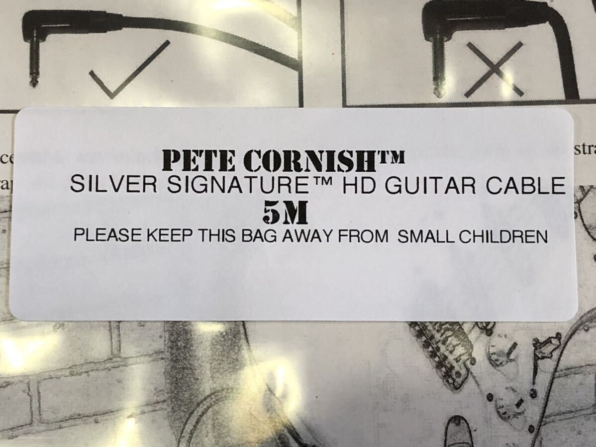 2本セット PETE CORNISH SILVER SIGNATURE HD GTR./BASS CABLES 3m 5m S-S ピートコーニッシュ ケーブル シールド ギター ベース 未使用品_画像5