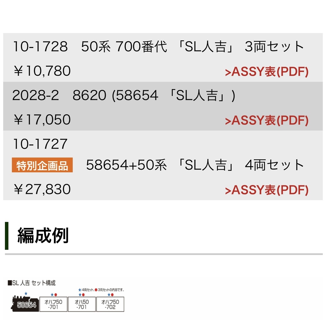 KATO 2028-2（SL） / 10-1728 50系700番台 SL人吉 客車3両セット / 車両ケースは特別企画品仕様の画像5