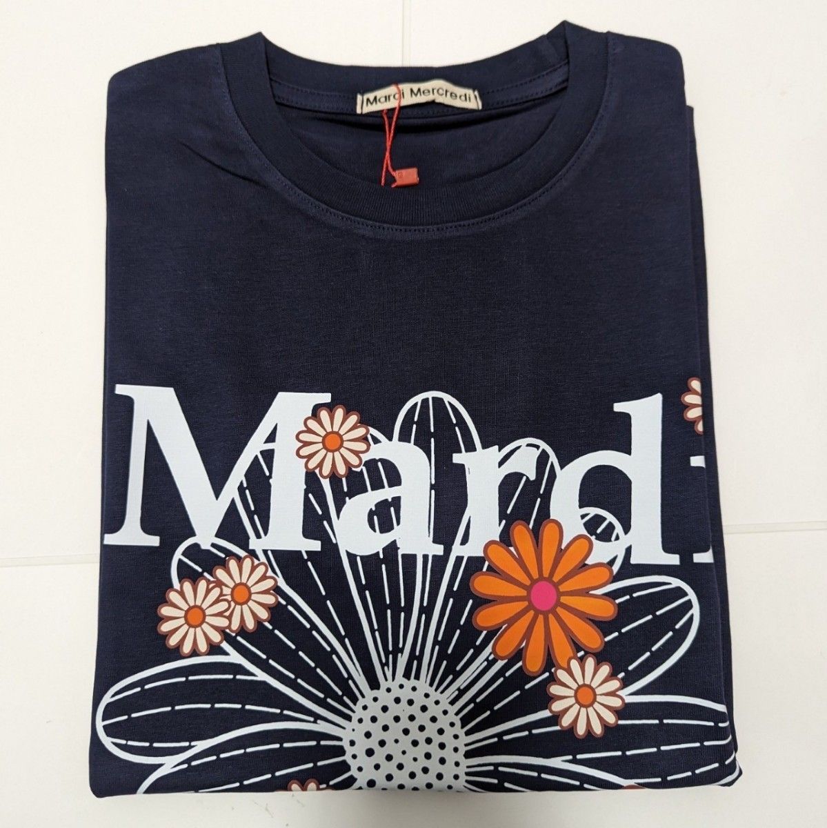 マルディメクルディ Mardi Mercredi Tシャツ ネイビー×ホワイト