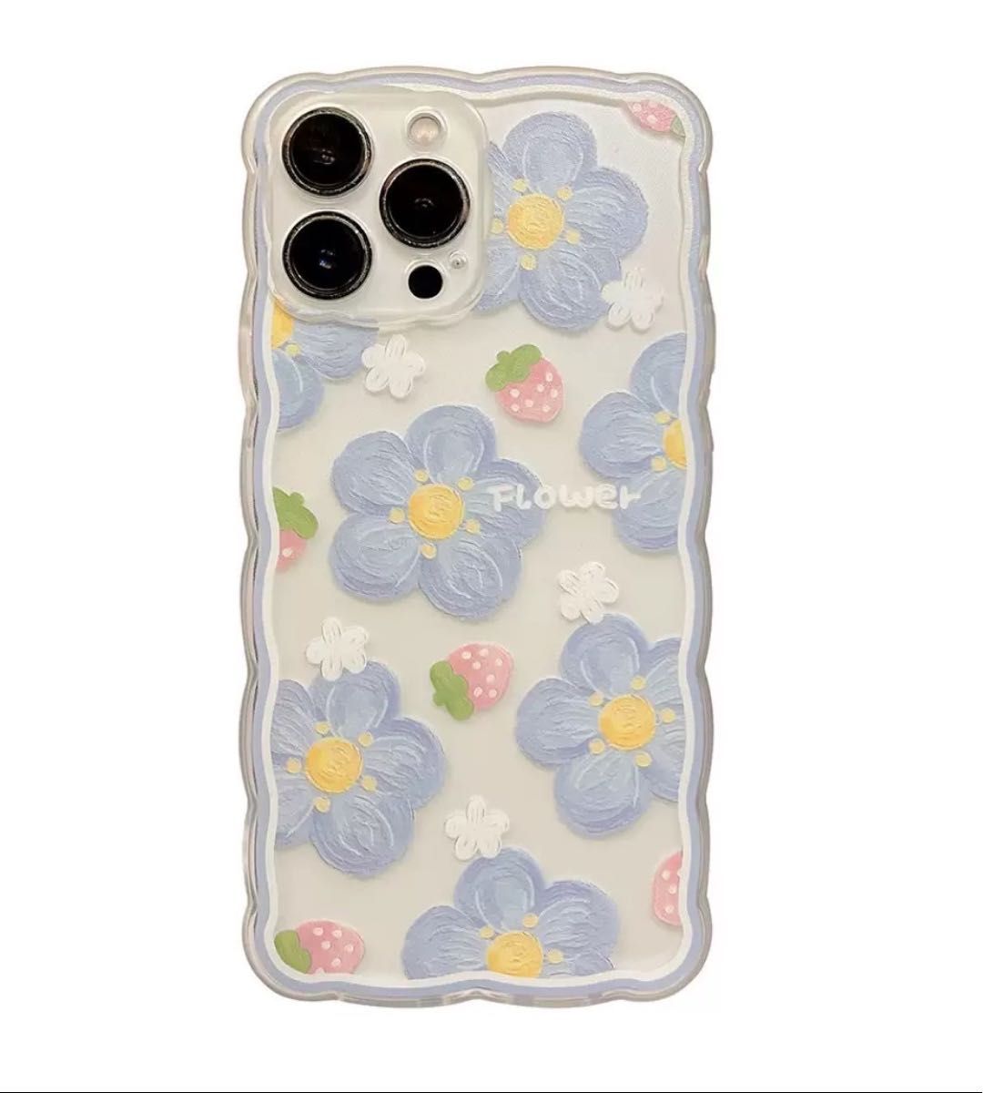 お花ケース iPhone14 iPhone15  可愛い お洒落 お花 イチゴ Flower  携帯ケース iPhoneケース 