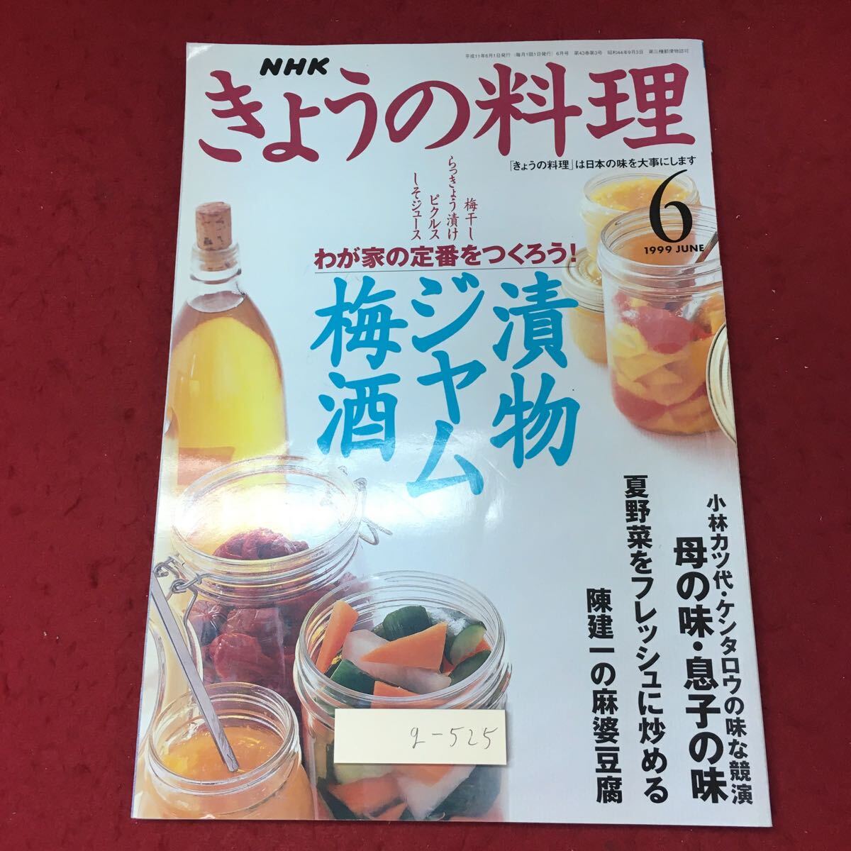 g-525 ※4 きょうの料理 1999年6月号 平成11年6月1日 発行 日本放送出版協会 雑誌 料理 レシピ 漬物 ジャム 梅酒 梅干し_表紙に折りあり