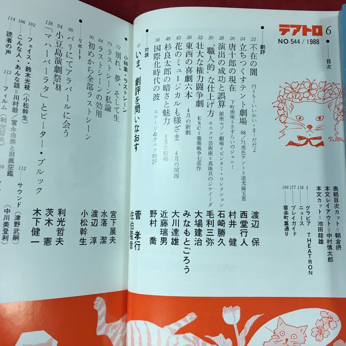 g-562 ※4 テアトロ 6月号 第544号 昭和63年6月1日 発行 文学 雑誌 随筆 演劇 評論 舞台 劇評 戯曲 渡辺保 西堂行人 _画像5