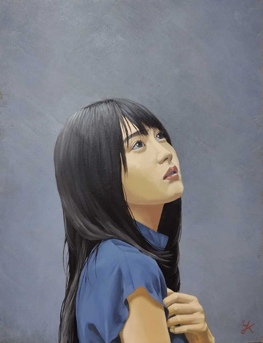 真作　木村優介　F6、キャンバス　油彩画　美人画_画像3