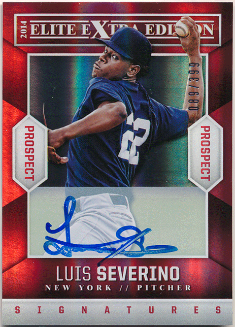 Luis Seberino MLB 2014 Panini Elite Extra Edition Prospects Signature Auto 399枚限定 直筆サイン オート ルイス・セベリーノ_画像1