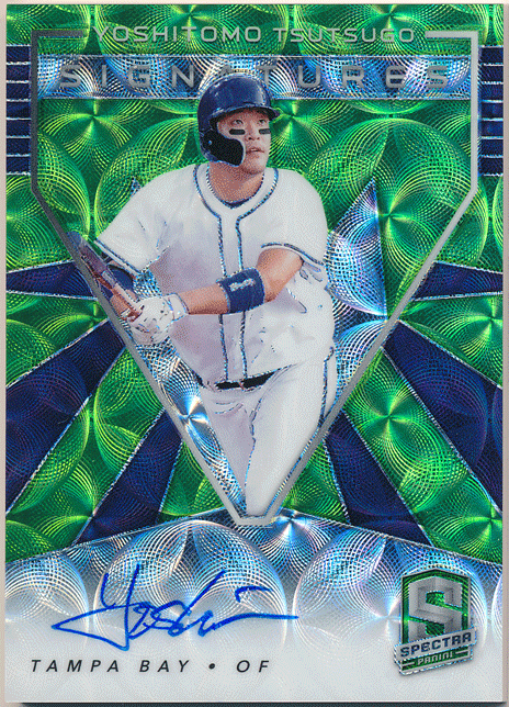 ☆ 筒香嘉智 MLB 2020 Panini Chronicles Spectra Neon Green Prizm Auto Yoshitomo Tsutsugo 25/25 直筆サイン オート ジャージナンバーの画像1