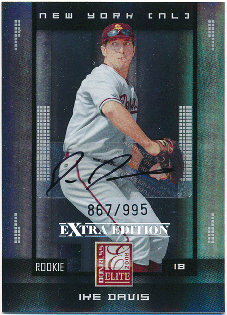 ☆ Ike Davis MLB 2008 Donruss Elite Extra Edition RC Rookie Auto 995枚限定 直筆サイン ルーキーオート アイク・デービス_画像1