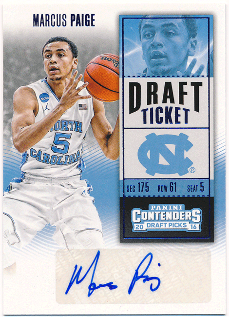 Marcus Paige NBA 2016 Panini Contenders Draft Picks College Ticket Blue Foil Signature Auto 直筆サイン オート マーカス・ペイジの画像1