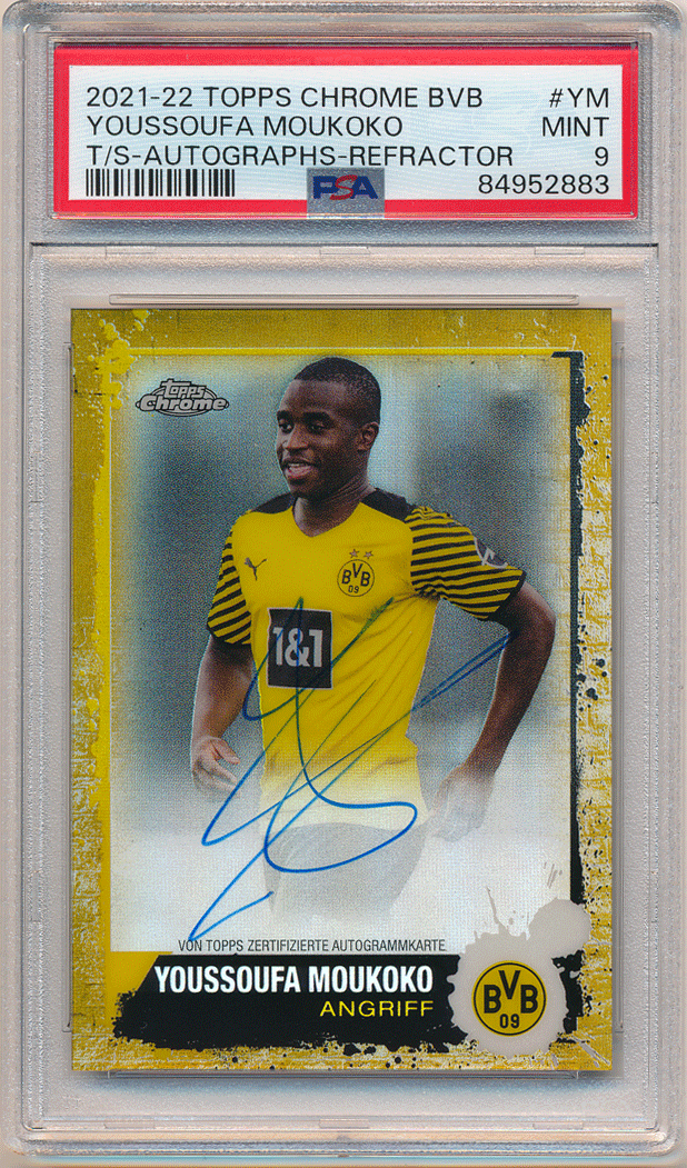 Youssoufa Moukoko 2021-22 Topps Chrome Dortmund BVB Refractor Auto 49枚限定 PSA 9 直筆サイン リフオート ユスファ・ムココの画像1