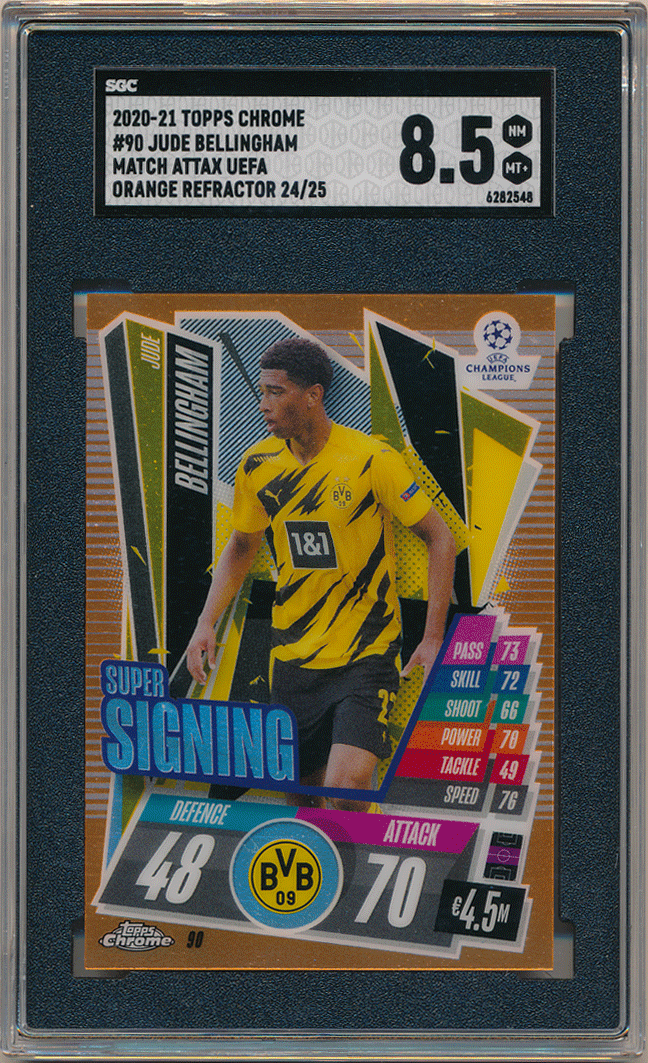 Jude Bellingham 2020-21 Topps Chrome Match Attax UEFA RC Rookie Orange Refractor 25枚限定 SGC 8.5 ルーキー ジュード・ベリンガムの画像1