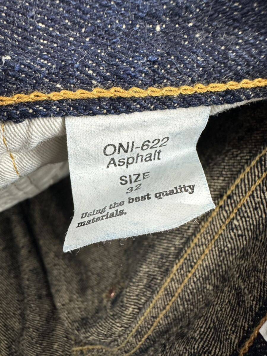 希少/美品/ONI DENIM/20oz アスファルト デニム パンツ/w32/オニデニム ONI-622-Asphalt ジーパン ジーンズ ボトムス 鬼の画像10