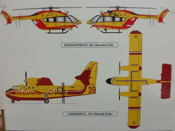 エレール 1/72 カナデア CL-415 消防飛行艇 ＆ ユーロコプター EC-145 ヘリコプター セキュリティーシビル　2機入セット heller _画像2