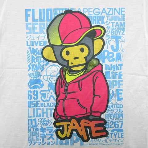 【送料無料】【新品】ジャングルエイプ JAPE ジェイプ 半袖Tシャツ サル モンキー ヒップホップ ラップ ギャング 白 メンズMサイズ ■BT061_画像2