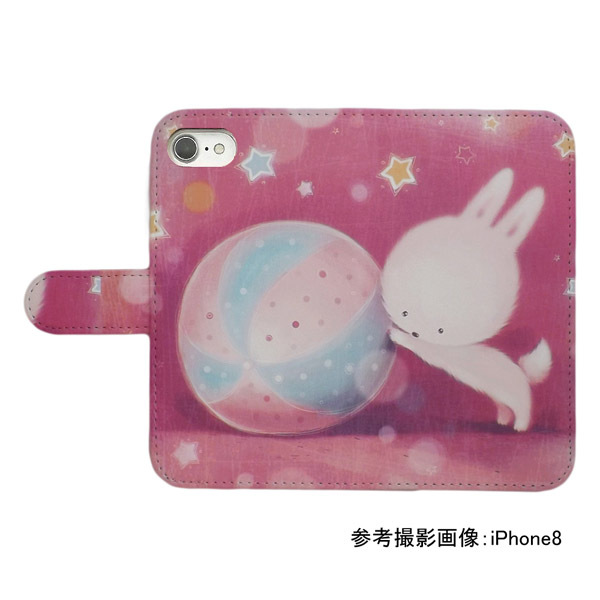 Galaxy【docomo 1】　スマホケース 手帳型 プリントケース 動物 ウサギ ボール 星 かわいい_画像2