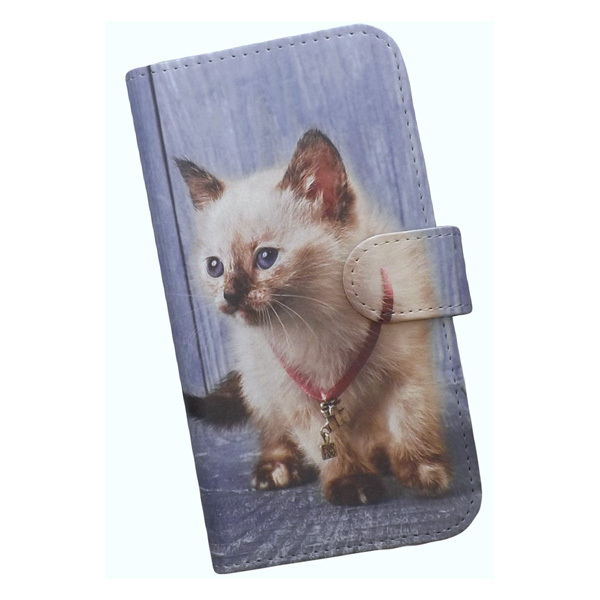Galaxy【au/softbank/その他1】　スマホケース 手帳型 プリントケース ネコ 子猫 ウッド かわいい_画像1