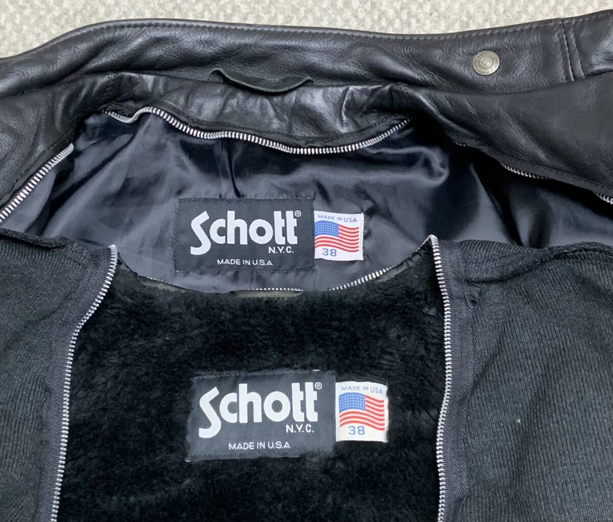 美品①schott【38】641ライナー付 米国製シングルライダース 美品①schott【38】641ライナー付 米国製シングルライダース