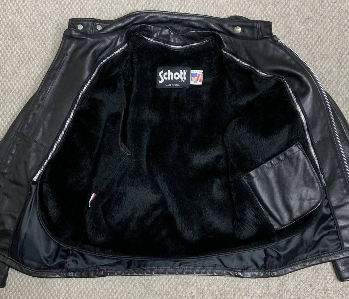 美品①schott【38】641ライナー付 米国製シングルライダース 美品①schott【38】641ライナー付 米国製シングルライダース