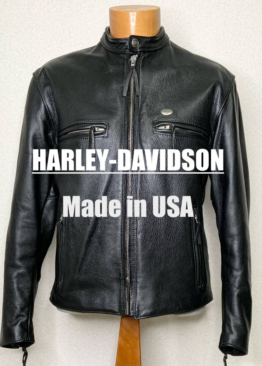 美品②米国製ハーレー純正革ジャン◇黒 HARLEY DAVIDSON◇シングルライダース◇gpzの画像1