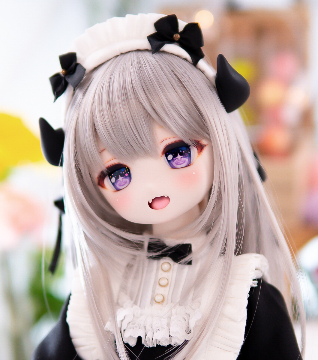 【sarara】DDH-27 セミホワイト肌 ソフビ盛り カスタムヘッド+レジンアイ３種類+角パーツ+舌パーツの画像5