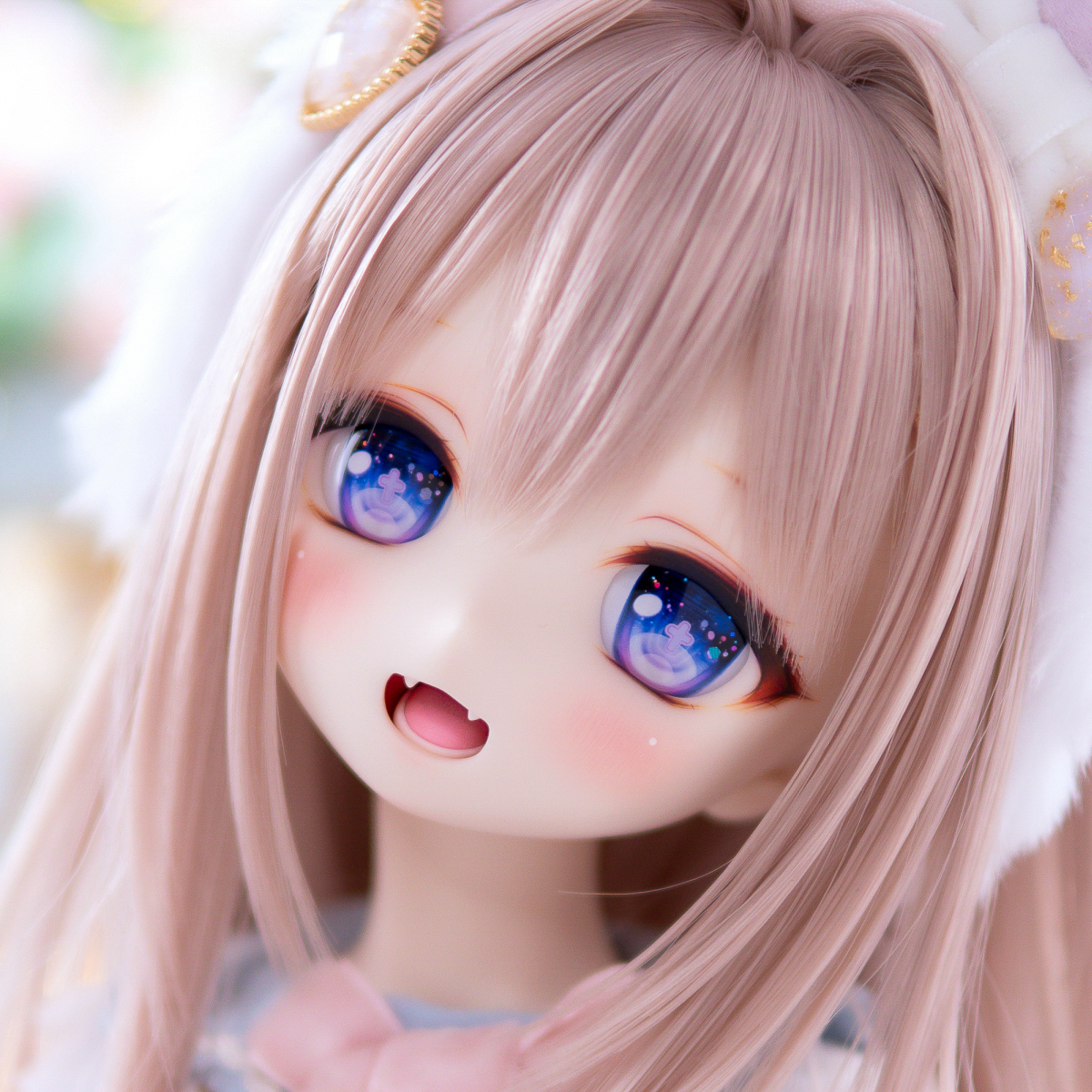 【sarara】DDH-01 セミホワイト肌 カスタムヘッド+舌パーツ+レジンアイ３種類（涙アイと十字架アイと通常のアイ）