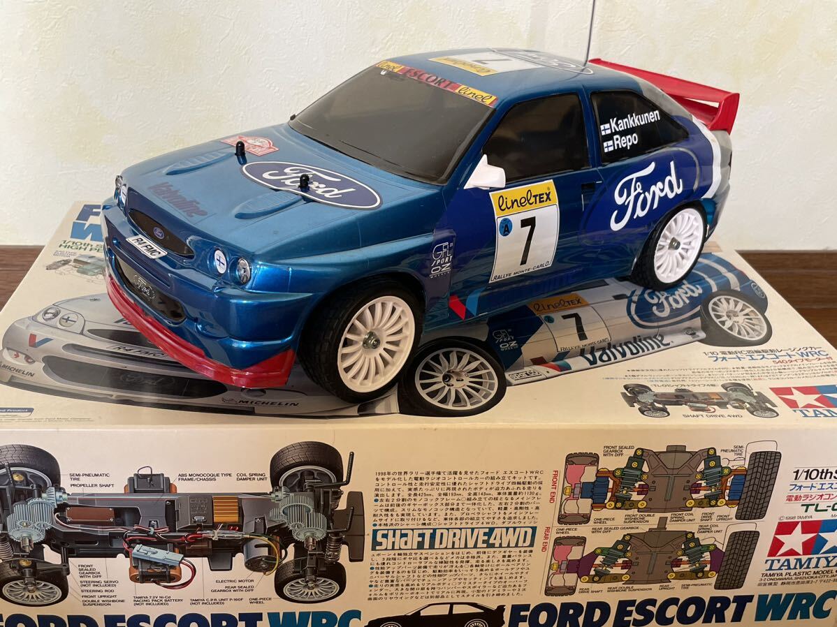 送料込み タミヤ 1/10 電動RC フォード エスコート WRC 組み立て済み ラジコン プロポ アンプ 充電器付き 中古現状品 FORD ESCORTの画像2