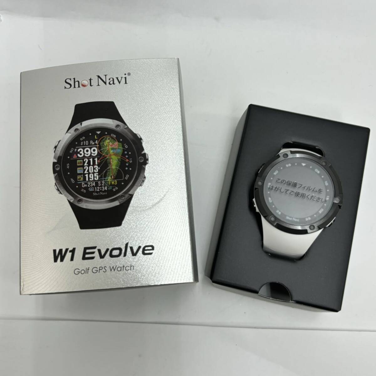 【未使用品】☆ShotNavi W1 Evolveホワイト×ブラック☆ショットナビ／GPSゴルフナビ／腕時計型／距離計測器／エボルブ／DG0の画像1