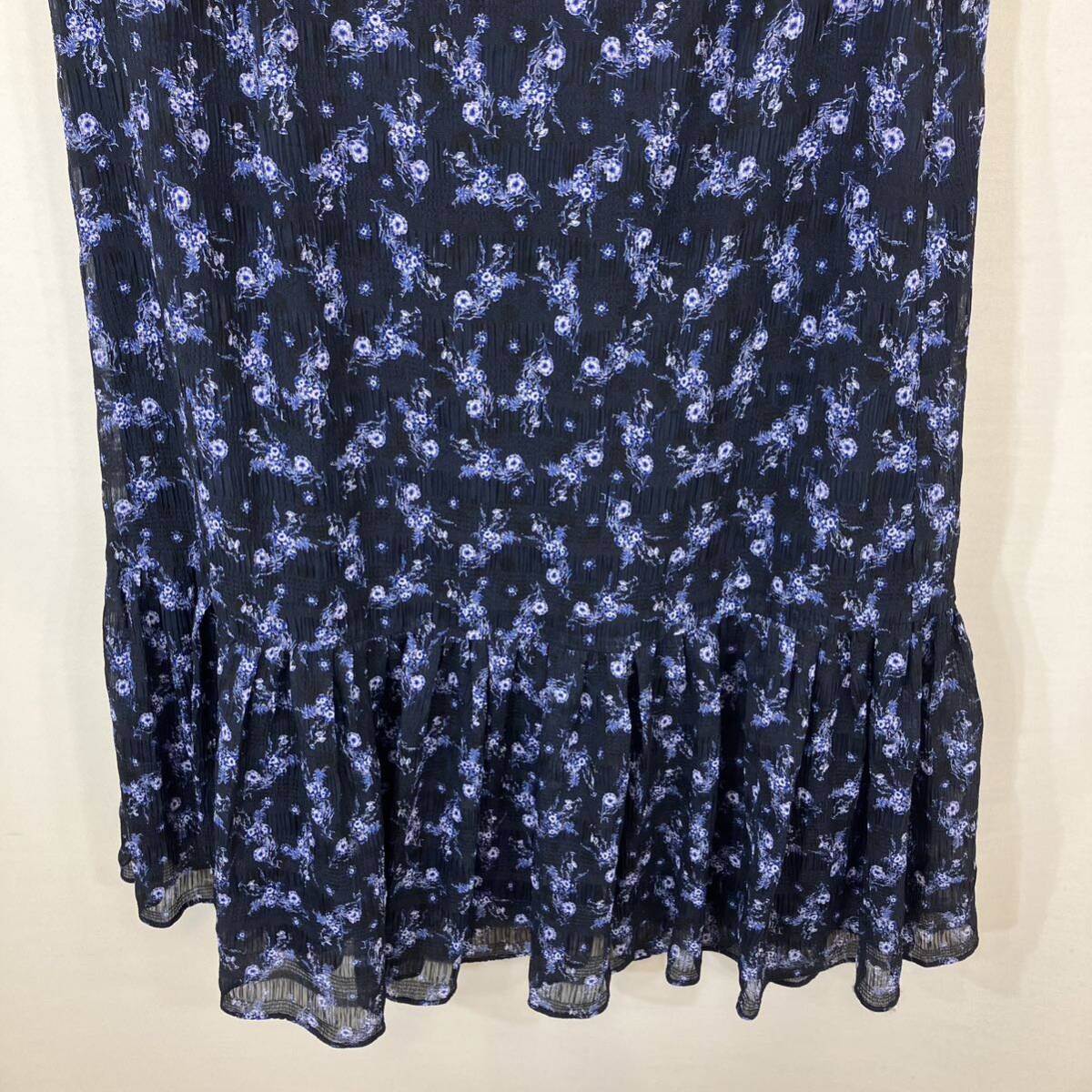 LANVIN en Bleu ランバンオンブルー　ladies レディース　シフォン　フラワー　ロング　マキシ丈　花柄　フレア　スカート size:38（M）_画像6