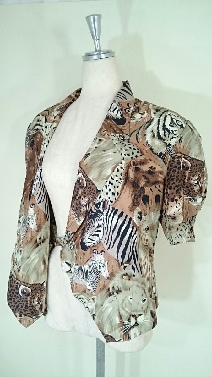 MARVELOUS 日本製 90s 90年代 古着屋購入 LADIES/レディース 女性用 ヒョウ柄 アニマル ポリシャツ 柄シャツ ギークスタイル 奇抜 個性的 