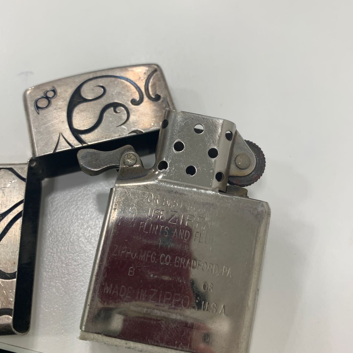 ZIPPO ジッポー　LIMITED 57/100 ライター　トライバル　アーマー アラベスク //エッチング 彫刻　シルバー 燻し ARMOR _画像6