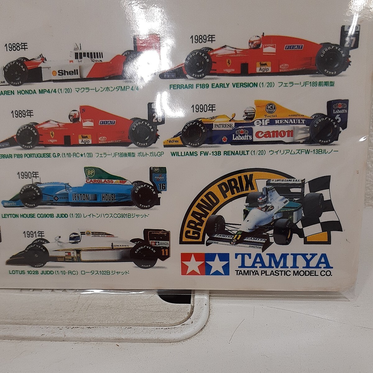 タミヤ模型 プラモデル F1グランプリ 下敷き 1966～1991年 レーシングカー 非売品 当時物 タミヤバッジ付き タミヤ 田宮模型の画像5