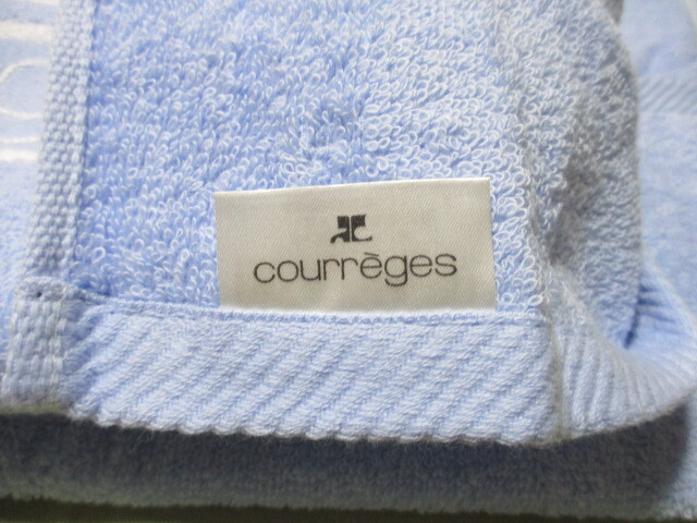 * Courreges красивый голубой банное полотенце большой Logo * не использовался с дефектом 