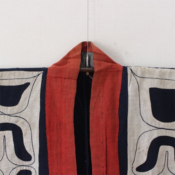 【TAKIYA】7268『 アイヌ民族衣装 カパラミプ』 白布切抜文衣 木綿 刺繍 antique kimono textile 民藝 北海道 古美術 時代の画像6