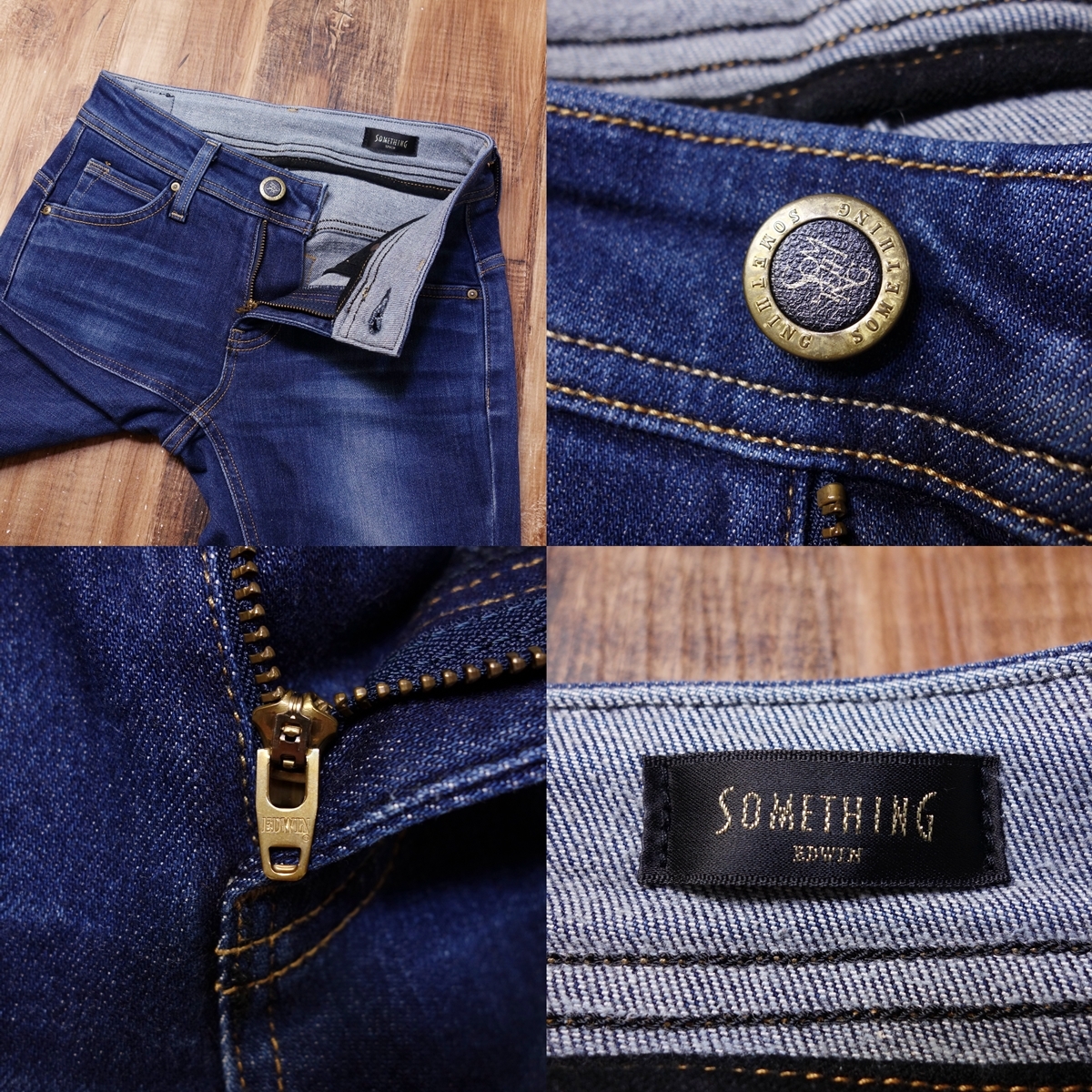 26 дюймовый стрейч джинсы Something женский SOMETHING б/у одежда Denim брюки SW266 индиго голубой MO18