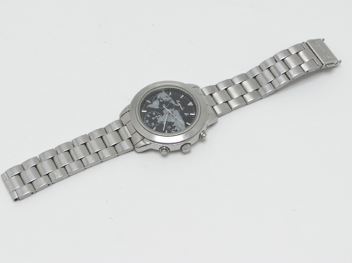 * Hello camera * 0314 Agnes B Agnes b V654-6164 wristwatch junk treatment necessary repair life waterproof men's 1 jpy start 