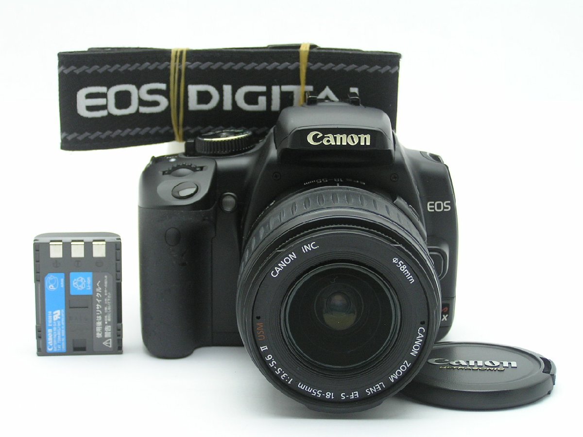 ★ハローカメラ★0482 Canon EOS Kiss Digital X ( EF-S 18-55mm F3.5-5.6 II USM ) 1010万画素 本体とバッテリーのみ 動作品 1円スタートの画像1
