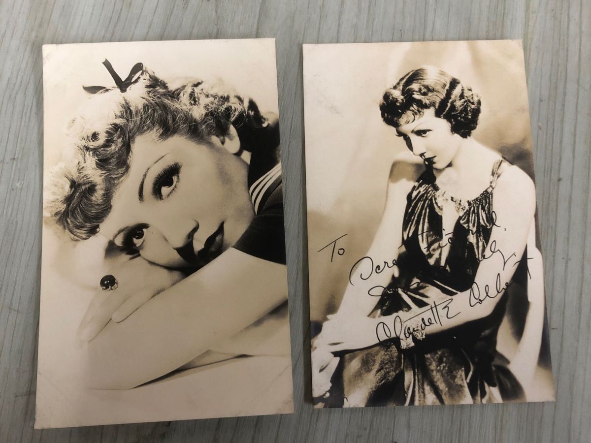 3-◇絵葉書 プロマイド クローデット・コルベール Claudette Colbert ポストカード POSTCARD シミ汚れ有_画像4